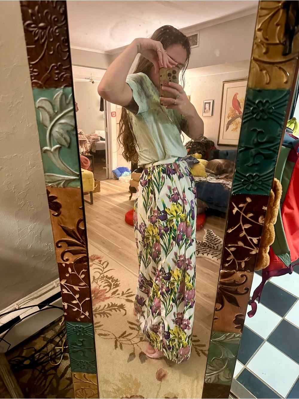 ASOS Floral Maxi Skirt in Purple, Green & Yellow